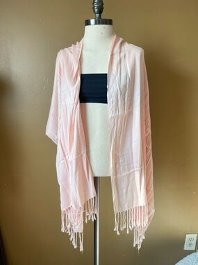 Light Pink Fringe Shawl Wrap